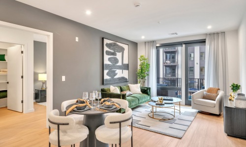 All the comforts of luxury living Open space living area with natural lighting